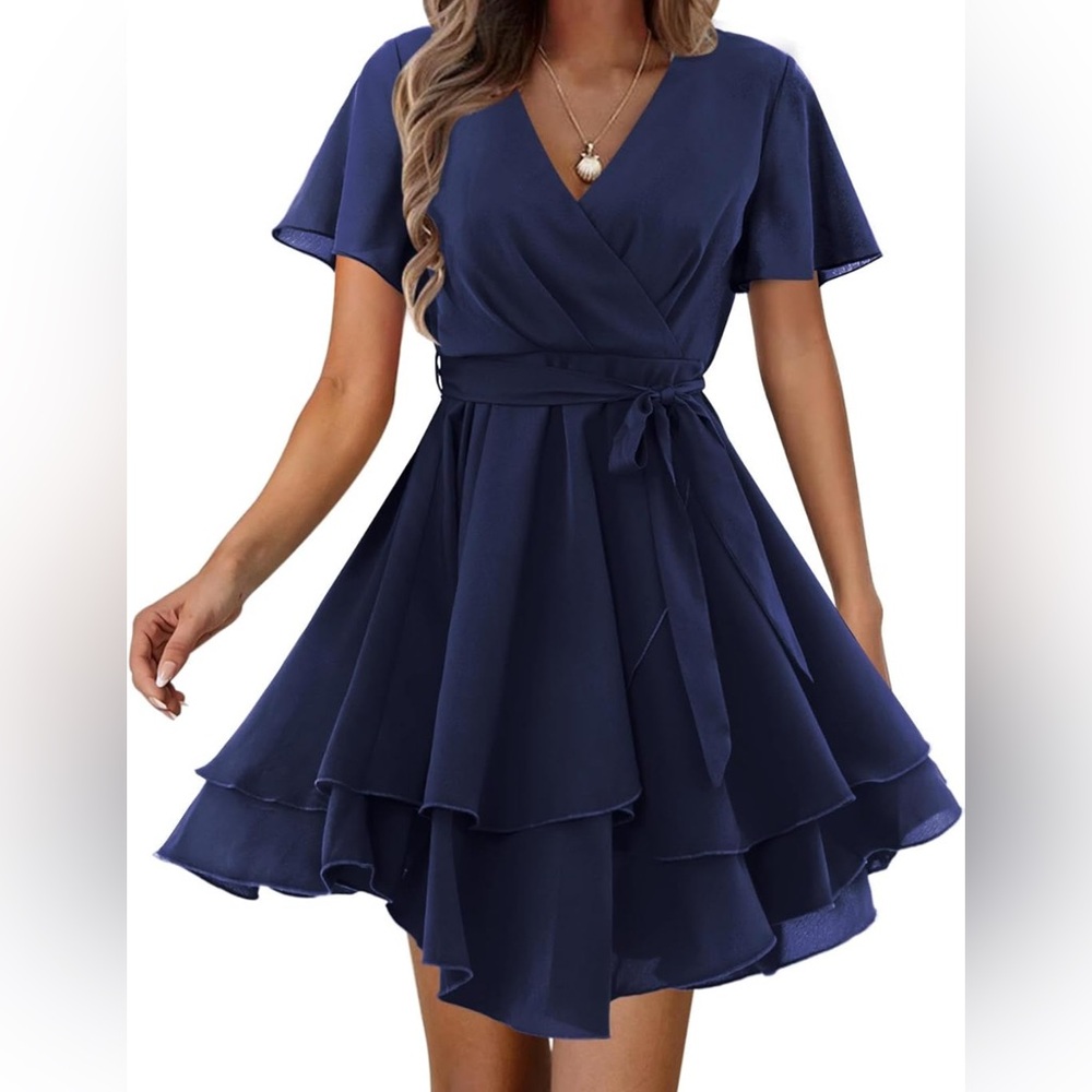 Elegant Navy Wrap Dress